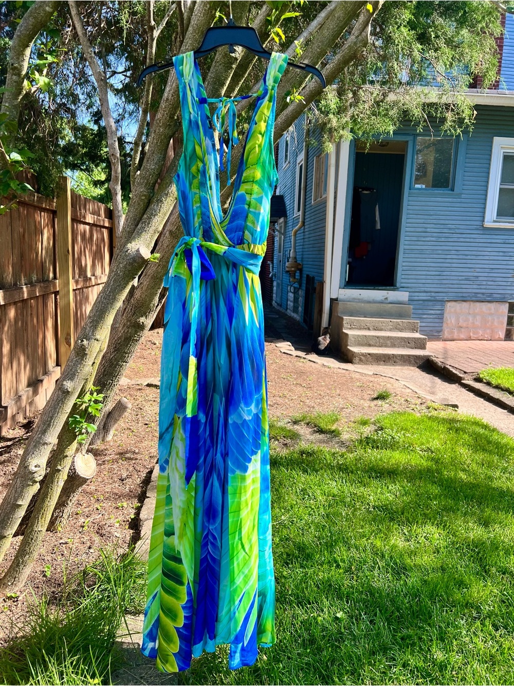 Dolcessa Luxury Swimwear Gown Maxi Dress Tropical Cruisewear Bird of Paradise S